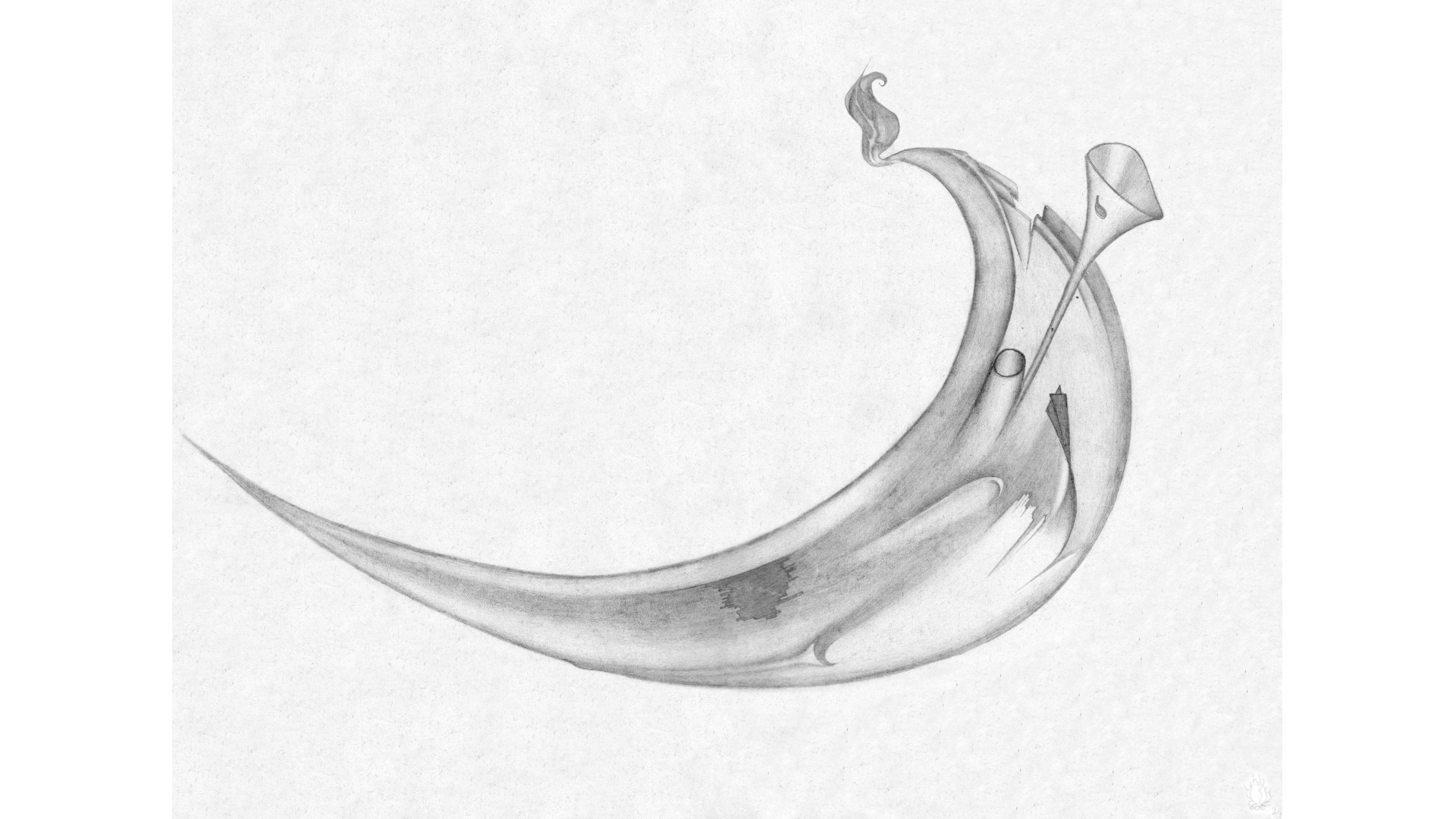 Sichel mit trichterförmigem Auswuchs